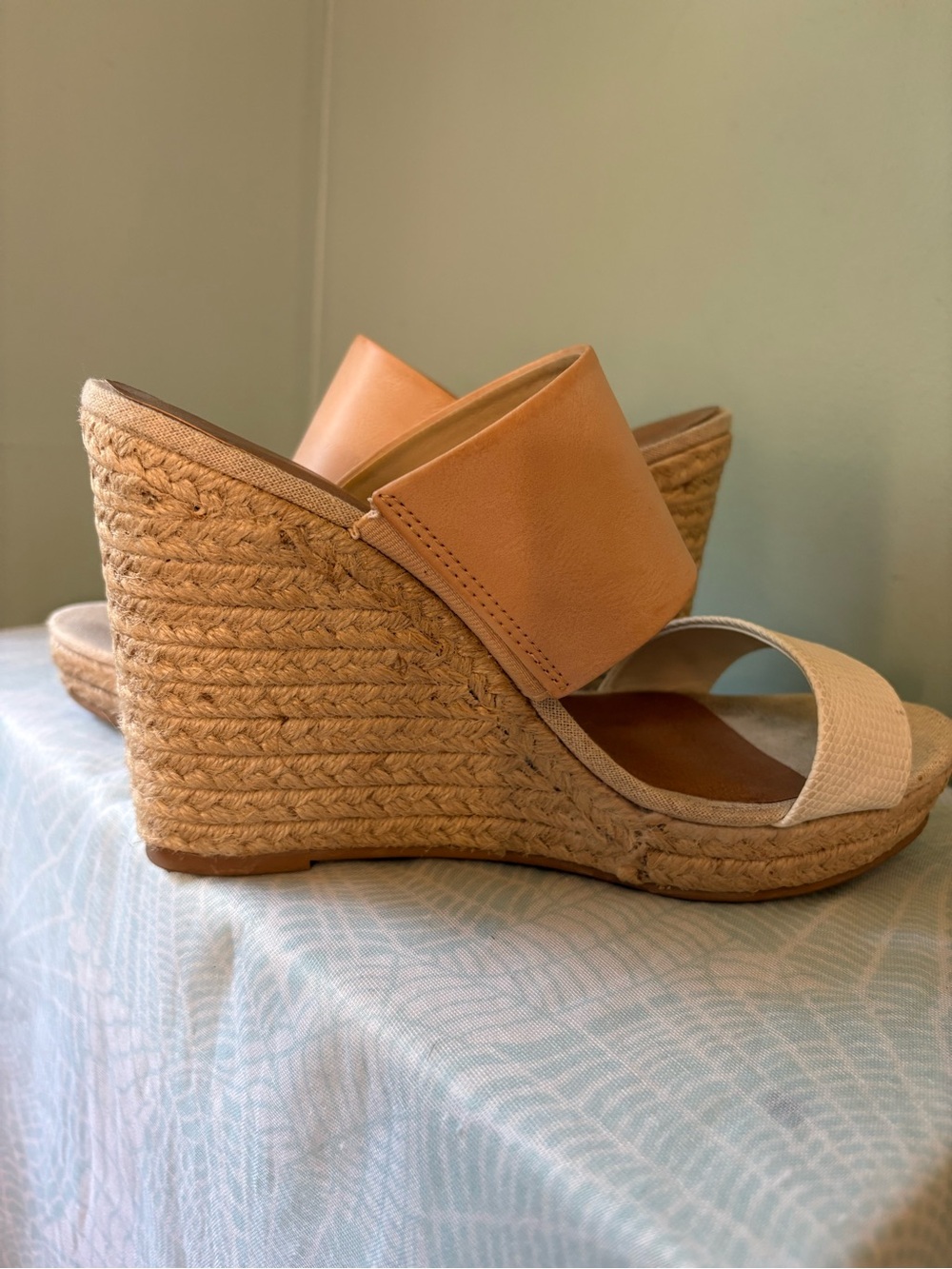 DV by Dolce Vita Blush and Cream Espadrille Wedge Slides